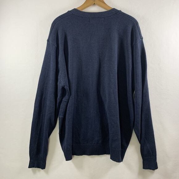 Mens Windowpane Cardigan Sweater Sz XL Navy Heritage Ivy League Preppy Grandpa - Picture 2 of 10